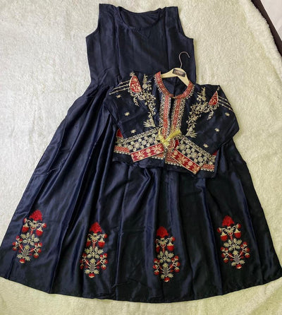 embroiderd silk maxi with jacket