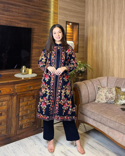 beautiful embroidered two piece with gown