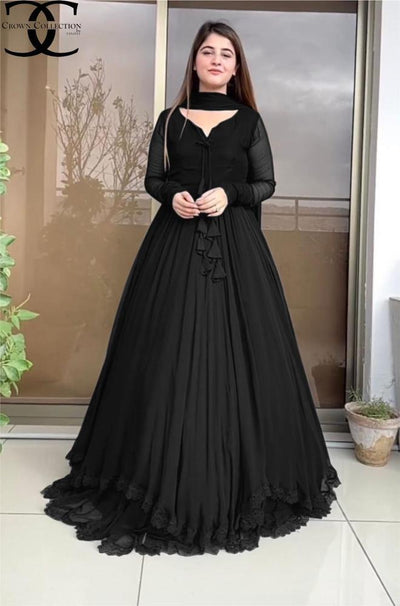 frill chiffon three piece maxi