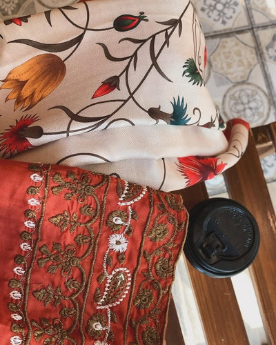 AYAT- 3PC EMBROIDERED WITH&nbsp; DIGITAL SHAWL